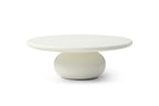 41" Beige Glass Round Pedestal Coffee Table