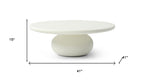 41" Beige Glass Round Pedestal Coffee Table