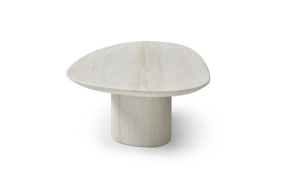 51" Beige Genuine Marble and Marble Oval Pedestal Coffee Table