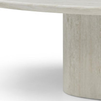 51" Beige Genuine Marble and Marble Oval Pedestal Coffee Table