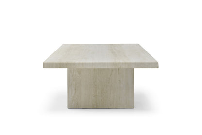 55" Beige Genuine Marble and Marble Double Pedestal Coffee Table