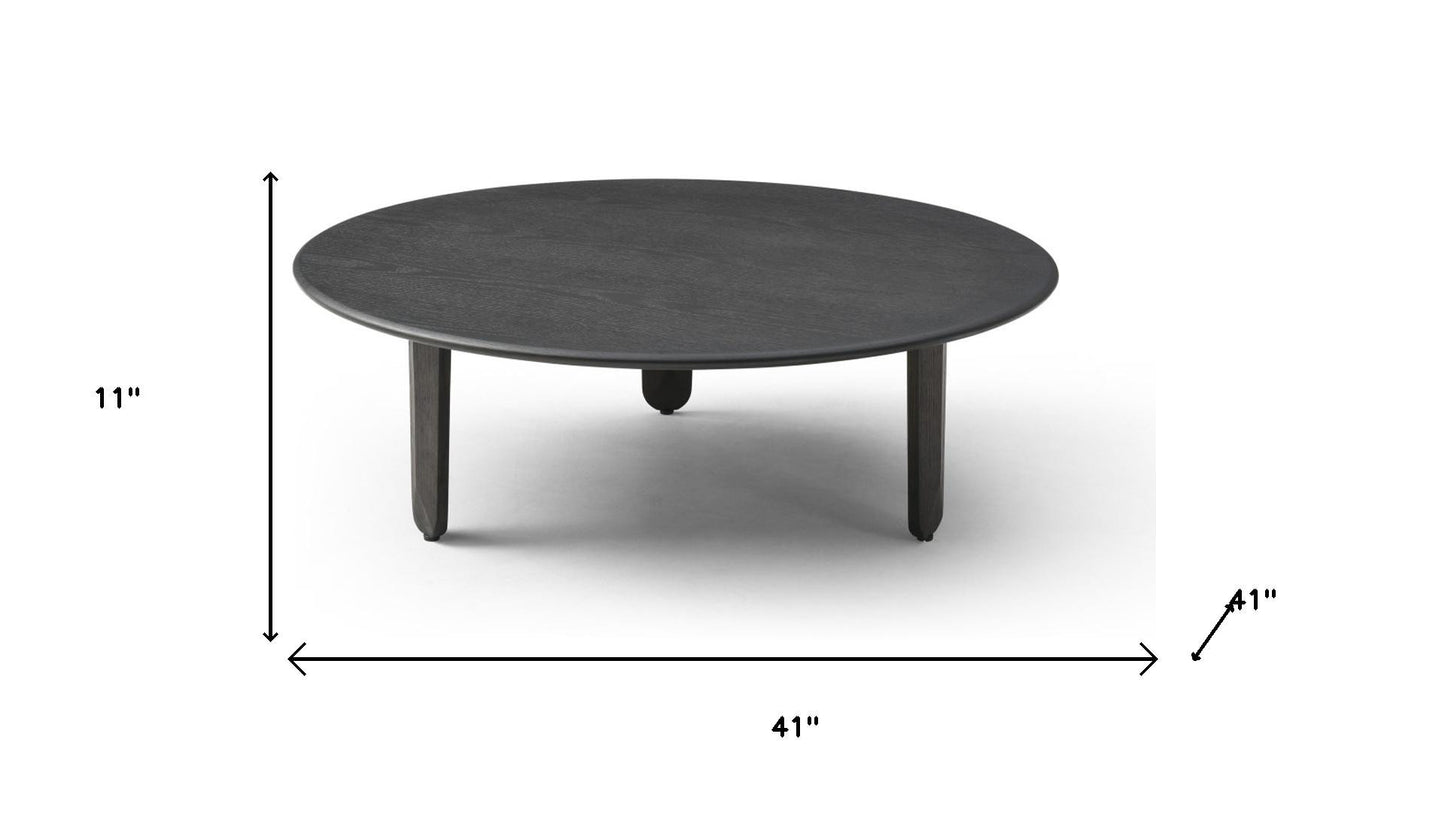 41" Black Solid Wood Round Coffee Table