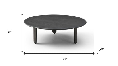 41" Black Solid Wood Round Coffee Table