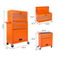 15" Orange Multi-Tier Steel Rolling Cabinet With Lid