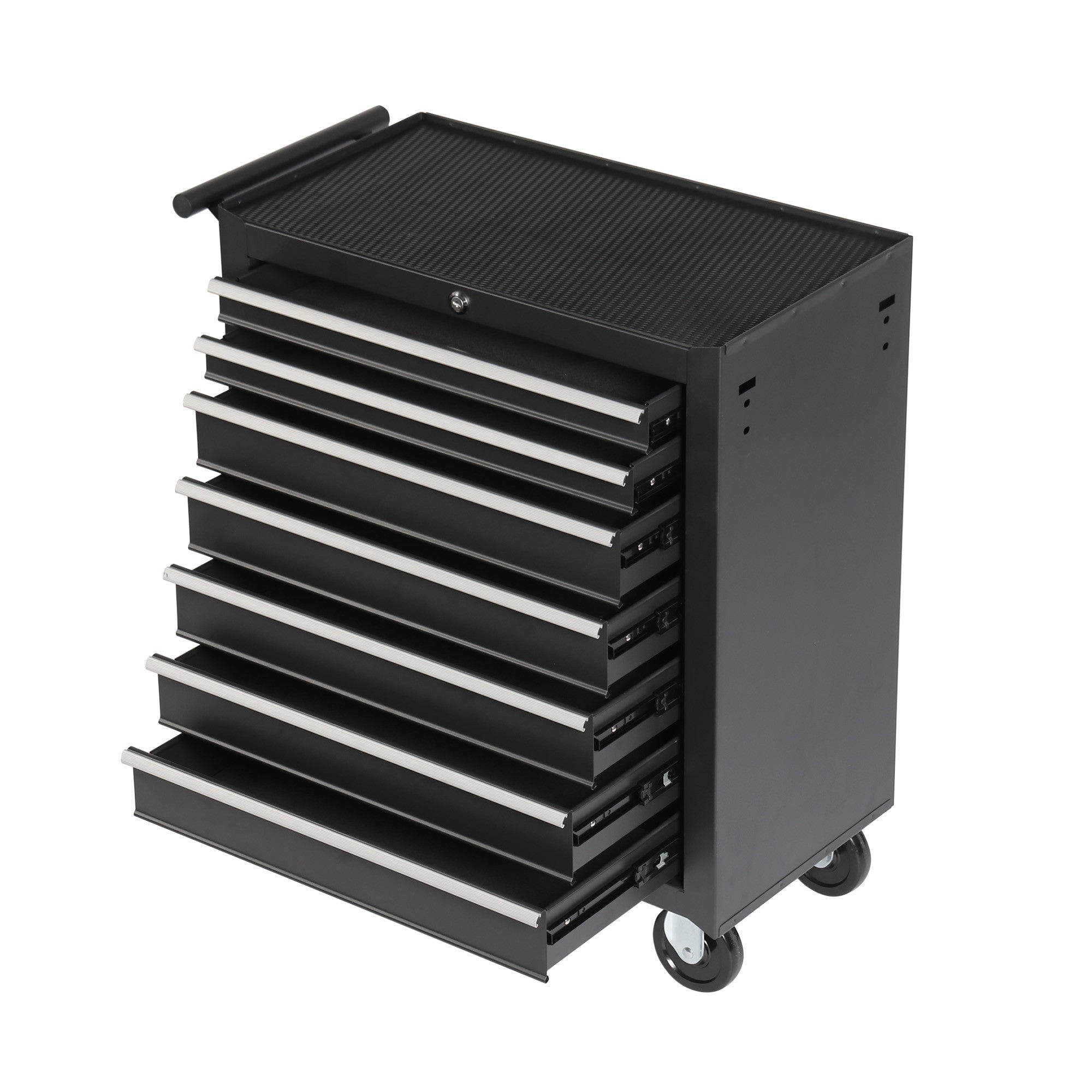 15" Black Multi-Tier Steel Rolling Cabinet With Lid