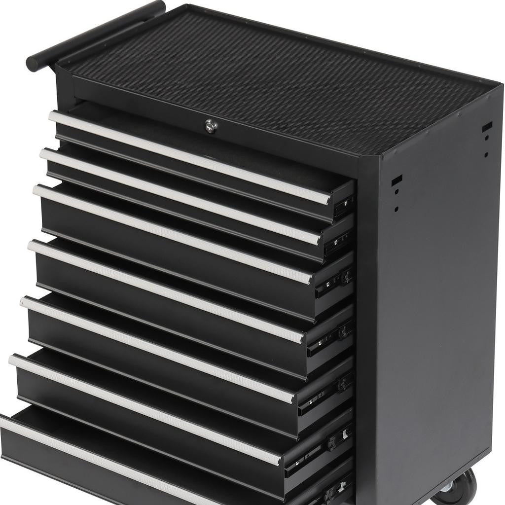 15" Black Multi-Tier Steel Rolling Cabinet With Lid