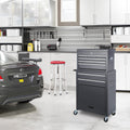 Set of Two Black Multi-Tier Steel Rolling Cabinet With Lid