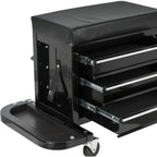 Set of Two Black Multi-Tier Steel Rolling Cabinet With Lid