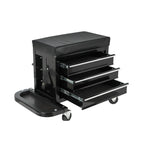 Set of Two Black Multi-Tier Steel Rolling Cabinet With Lid