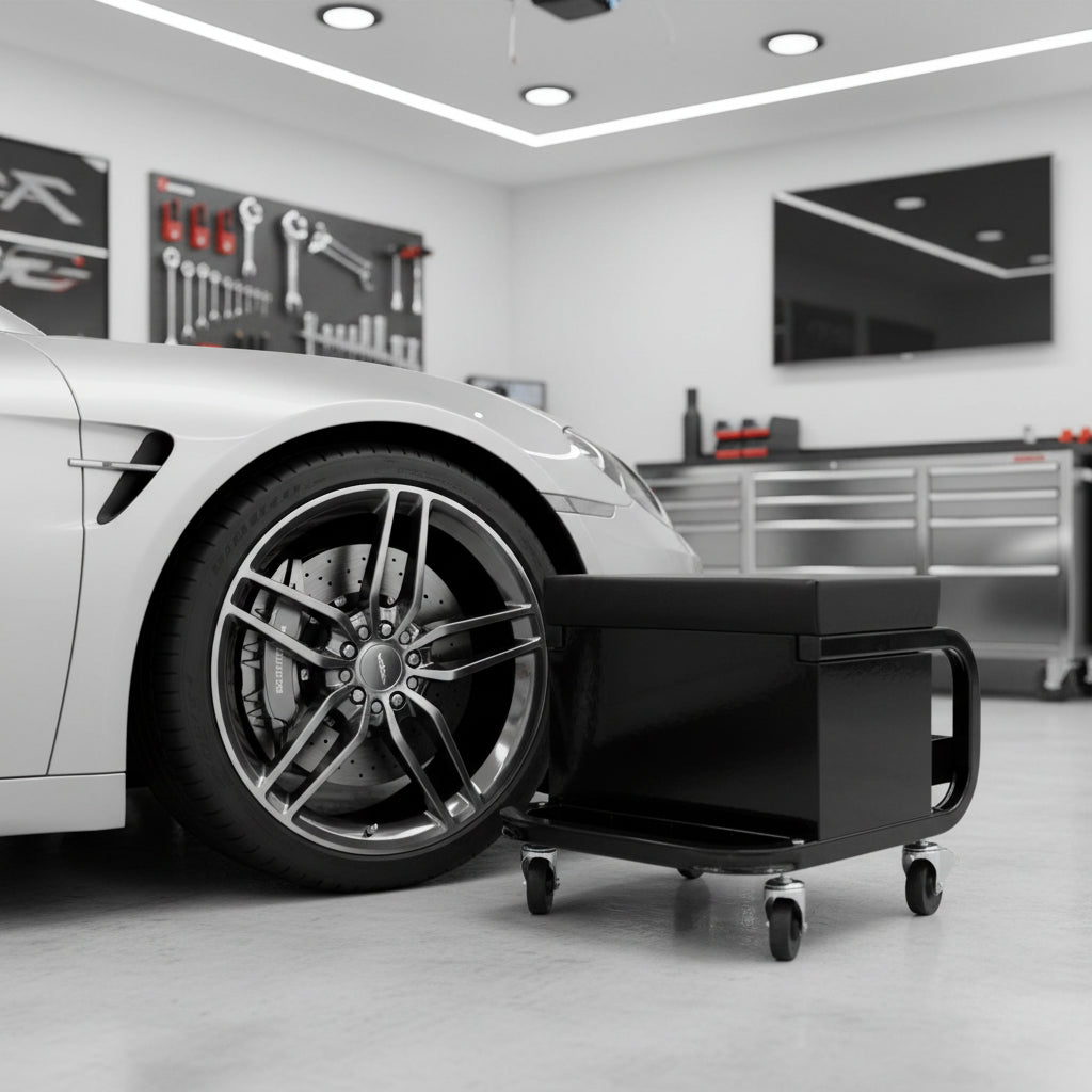 13" Black Multi-Tier Steel Rolling Cabinet With Lid