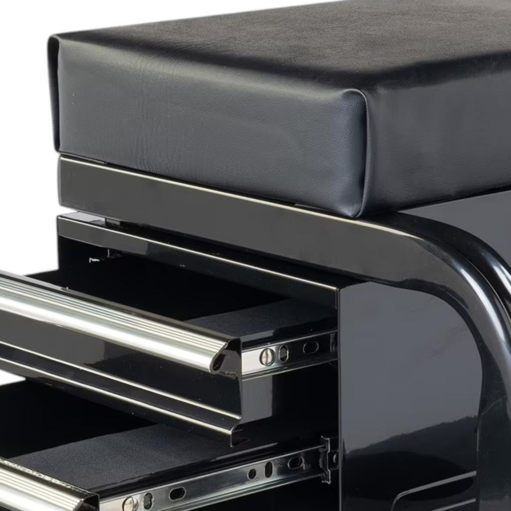 13" Black Multi-Tier Steel Rolling Cabinet With Lid