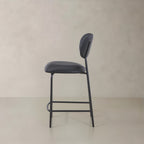 Set of Two 26" Black Faux Leather and Metal Counter Height Bar Chairs