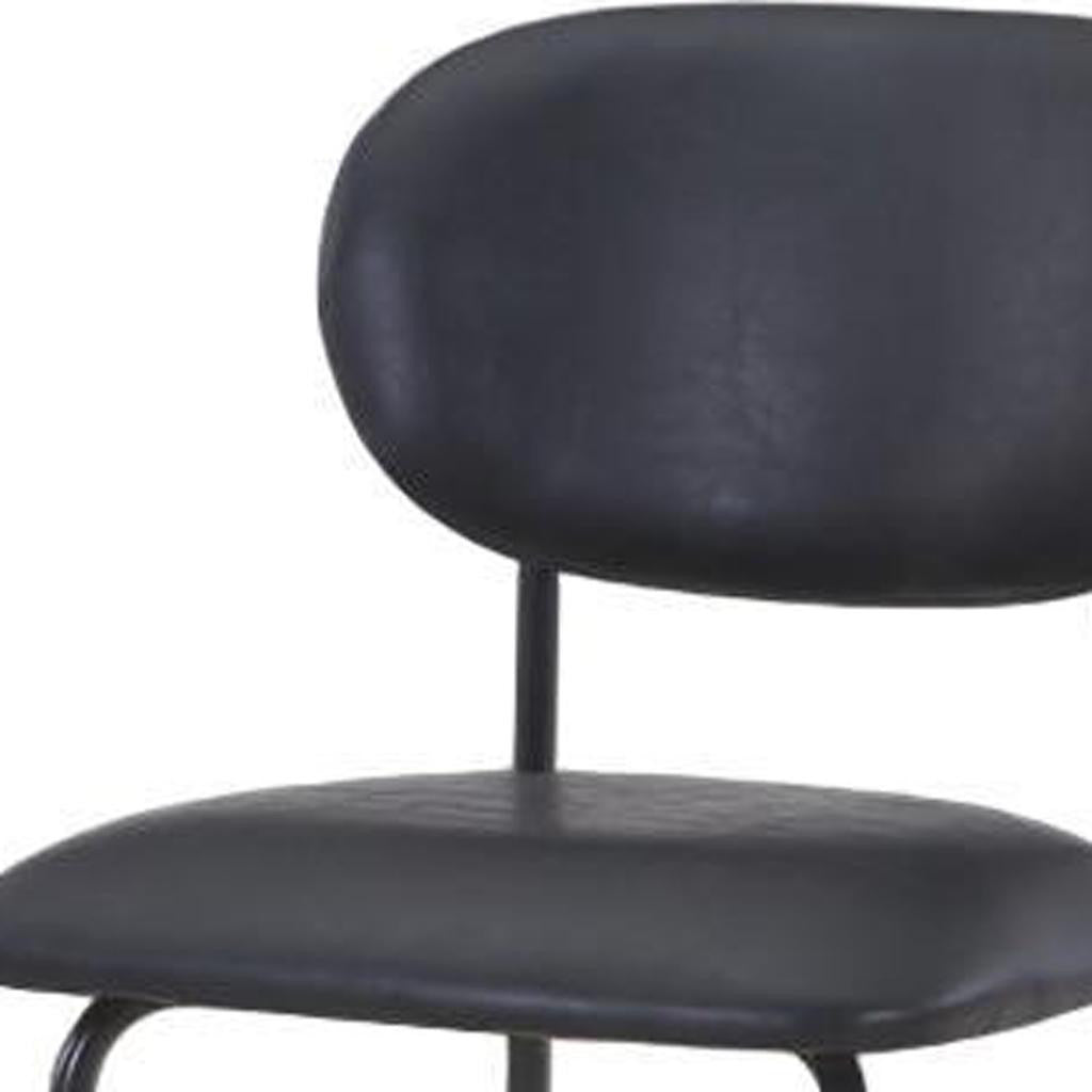 Set of Two 26" Black Faux Leather and Metal Counter Height Bar Chairs