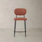 Set of Two 26" Brown and Black Faux Leather and Metal Counter Height Bar Chairs