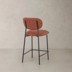 Set of Two 26" Brown and Black Faux Leather and Metal Counter Height Bar Chairs