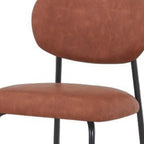 Set of Two 26" Brown and Black Faux Leather and Metal Counter Height Bar Chairs