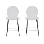 Set of Two 26" Cream and Black Fabric and Metal Counter Height Bar Chairs