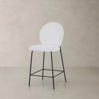 Set of Two 26" Cream and Black Fabric and Metal Counter Height Bar Chairs