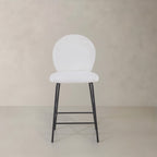 Set of Two 26" Cream and Black Fabric and Metal Counter Height Bar Chairs