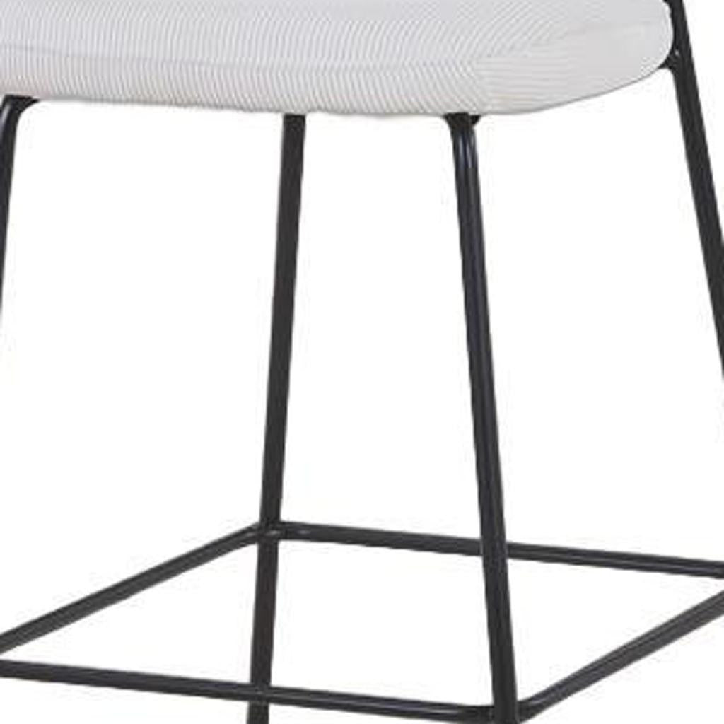Set of Two 26" Cream and Black Fabric and Metal Counter Height Bar Chairs