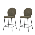 Set of Two 26" Green and Black Fabric and Metal Counter Height Bar Chairs