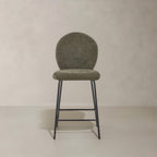 Set of Two 26" Green and Black Fabric and Metal Counter Height Bar Chairs