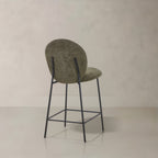 Set of Two 26" Green and Black Fabric and Metal Counter Height Bar Chairs