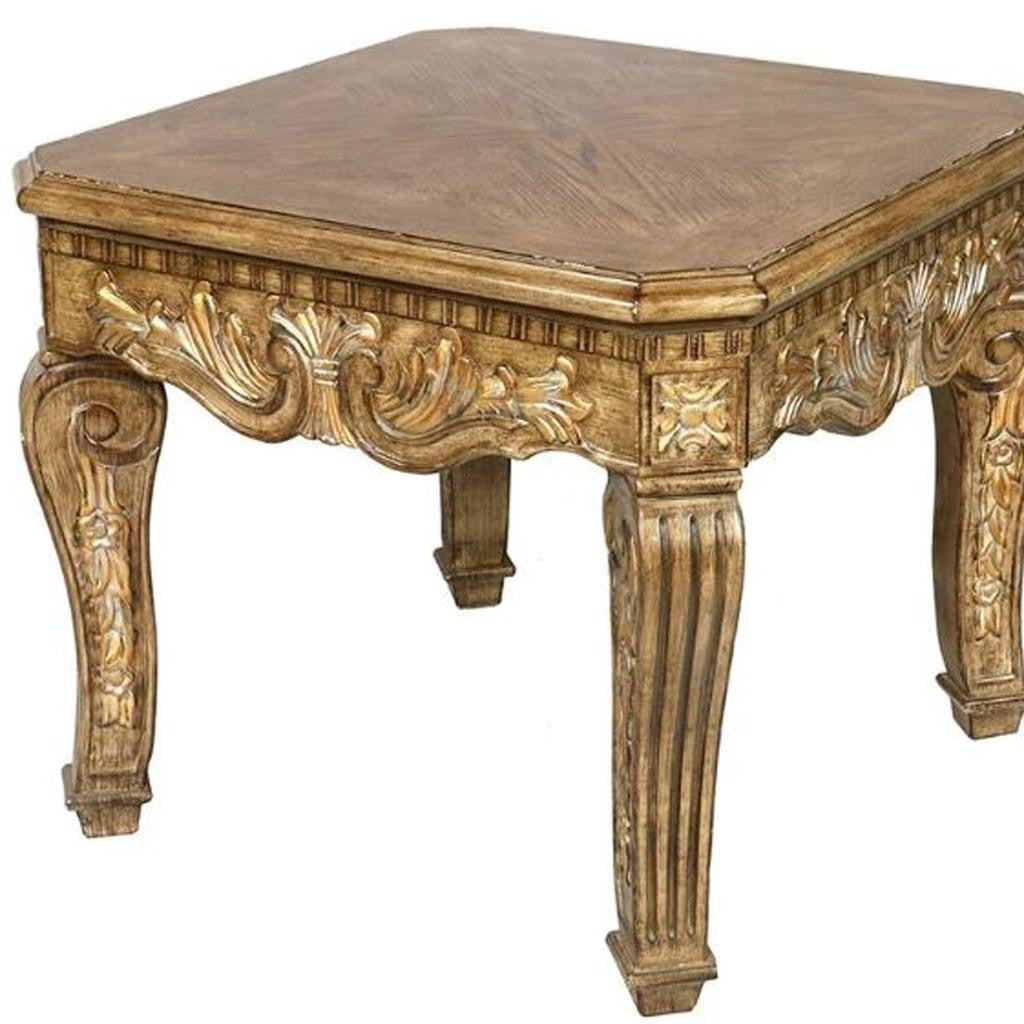 23" Golden Brown Wood Square End Table