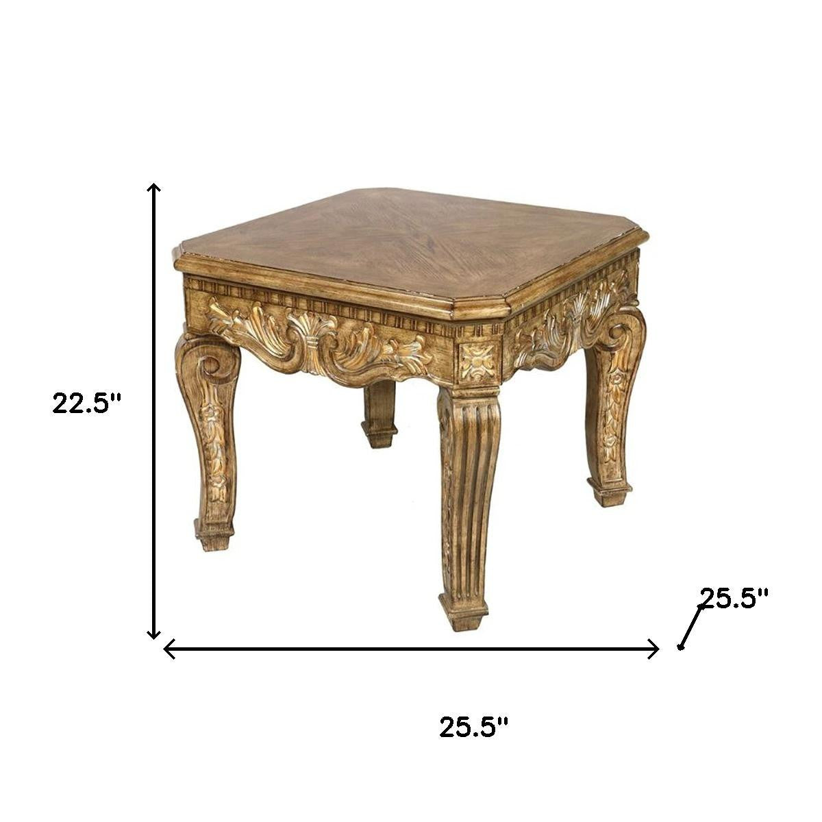23" Golden Brown Wood Square End Table