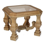 24" Light Brown And Clear Wood And Glass Square End Table