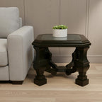 24" Espresso Brown And Clear Wood And Glass Square End Table