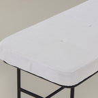 63" Cream and Black Tufted Striped Corduroy and Metal Upholstered Dining Bench