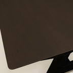 59" Brown and Black Tufted Solid Wood Dining Bench