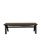 59" Brown and Black Tufted Solid Wood Dining Bench