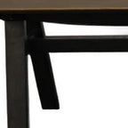 59" Brown and Black Tufted Solid Wood Dining Bench