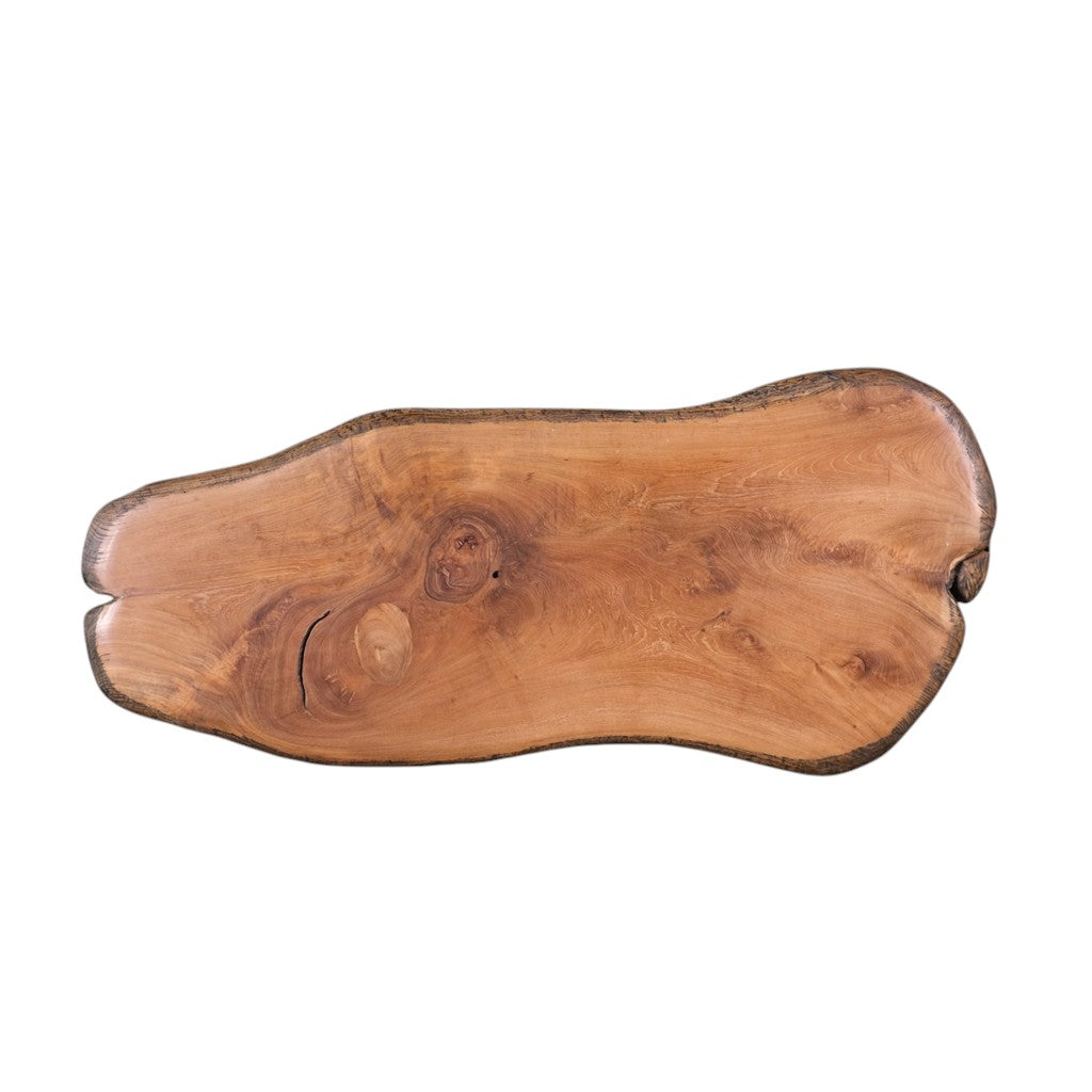 51" Dark Brown Reclaimed Wood and Solid Wood Free Form Pedestal Console Table