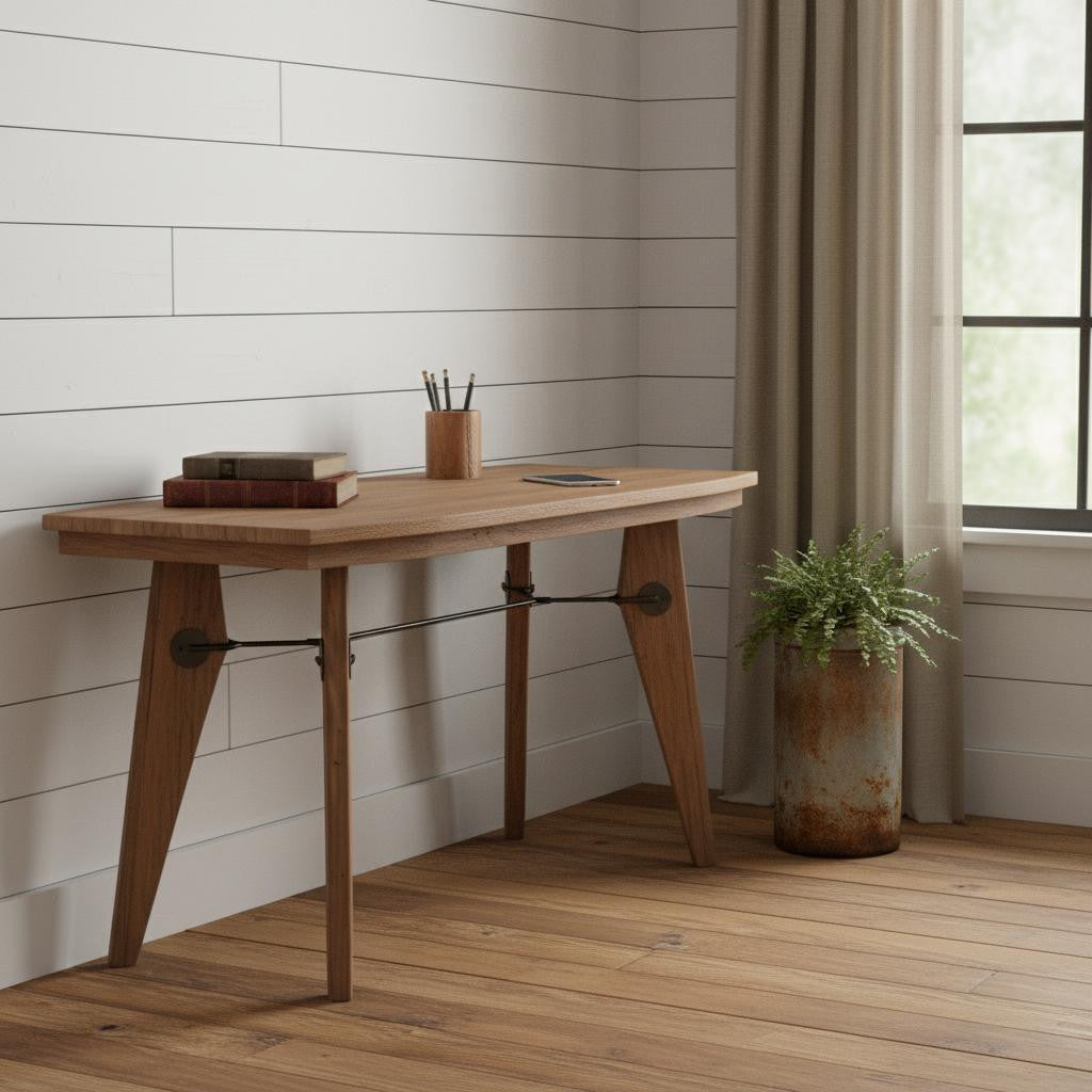 63" Natural Solid Wood Writing Desk