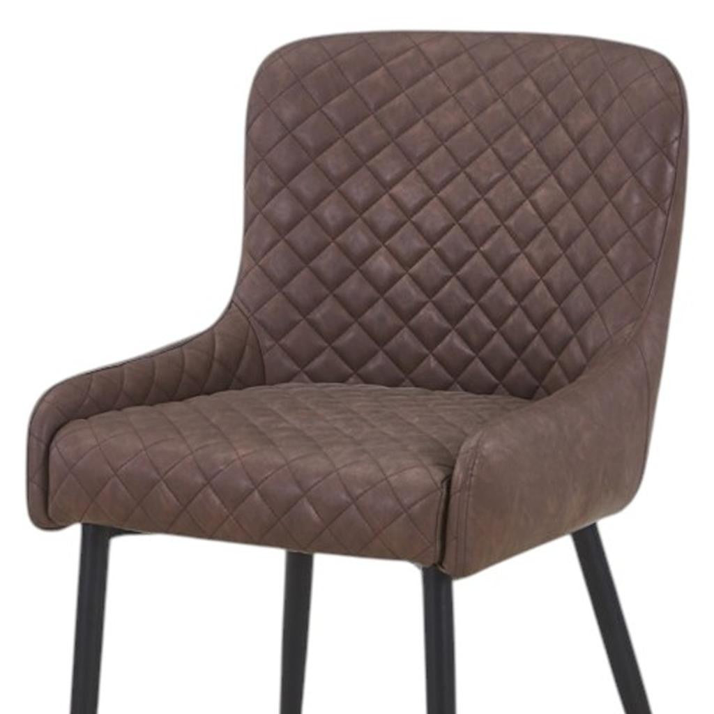 Set of Two Brown and Black Faux Leather and Wood Dining Side Chairs