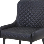 Set of Two Black Faux Leather and Wood Dining Side Chairs