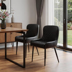 Set of Two Black Faux Leather and Wood Dining Side Chairs