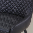 Set of Two Black Faux Leather and Wood Dining Side Chairs