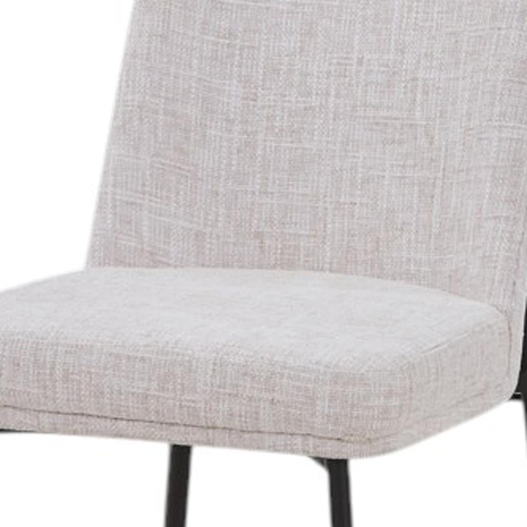 Set of Two Cream and Black Fabric and Wood Dining Side Chairs