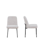Set of Two Cream and Black Fabric and Wood Dining Side Chairs