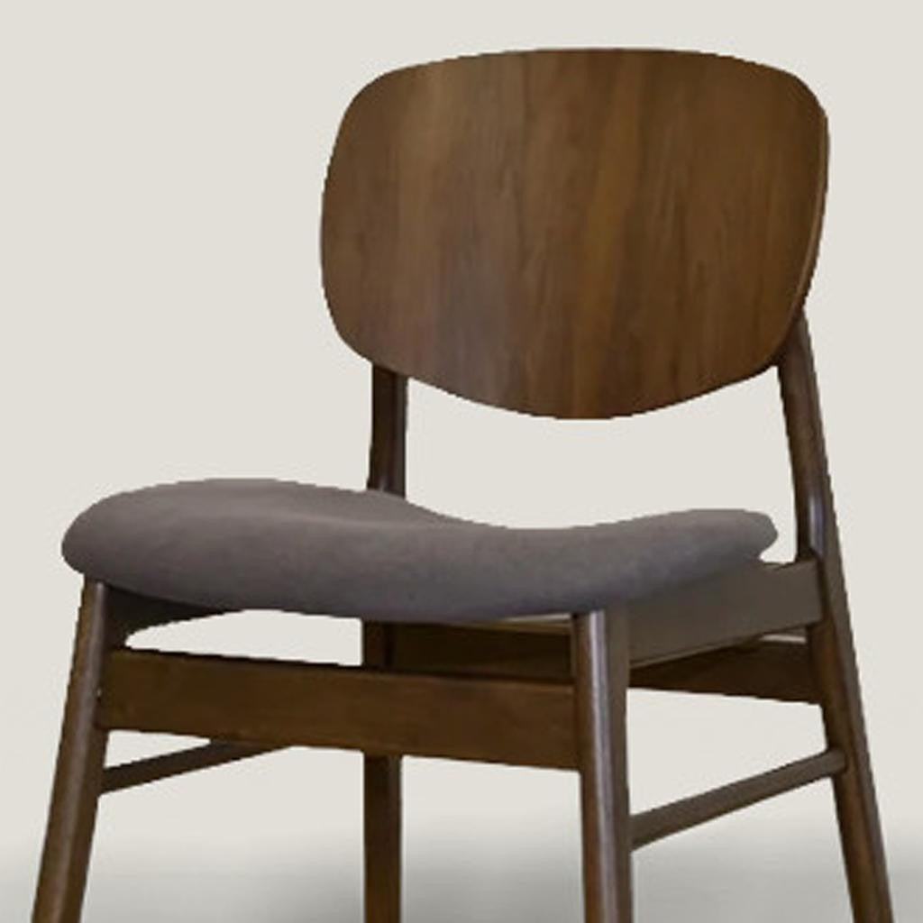 Set of Two Brown and Walnut Fabric and Solid Wood Partially Open Back Dining Side Chairs