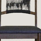 Set of Two Black and Walnut Fabric and Wood Partially Open Back Dining Side Chairs