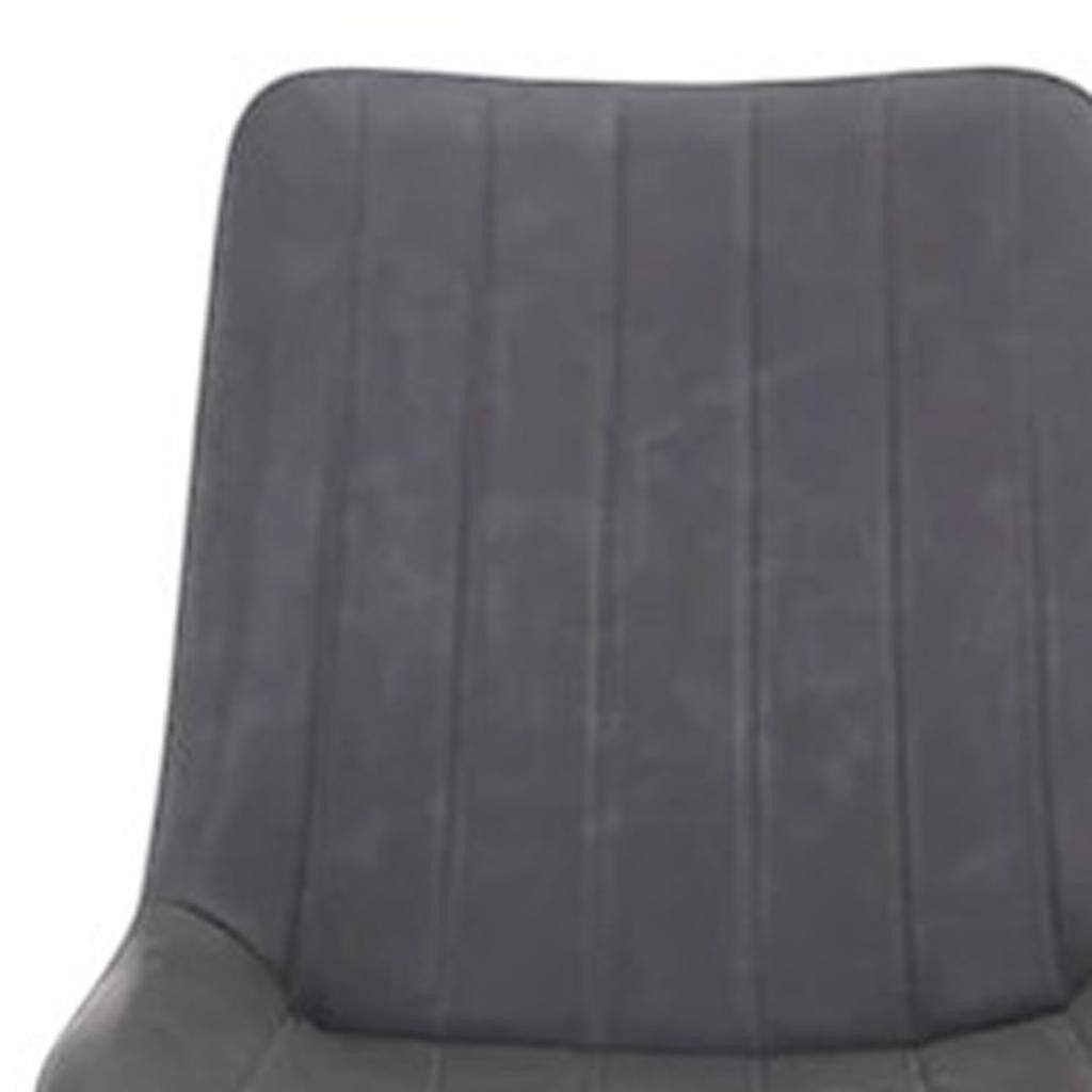 Set of Two Gray and Black Faux Leather and Wood Dining Side Chairs