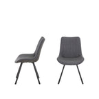Set of Two Gray and Black Faux Leather and Wood Dining Side Chairs