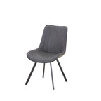 Set of Two Gray and Black Faux Leather and Wood Dining Side Chairs