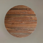 39" Natural Reclaimed Wood Pedestal Base Round Top Dining Table