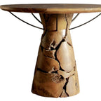 39" Natural Reclaimed Wood Pedestal Base Round Top Dining Table